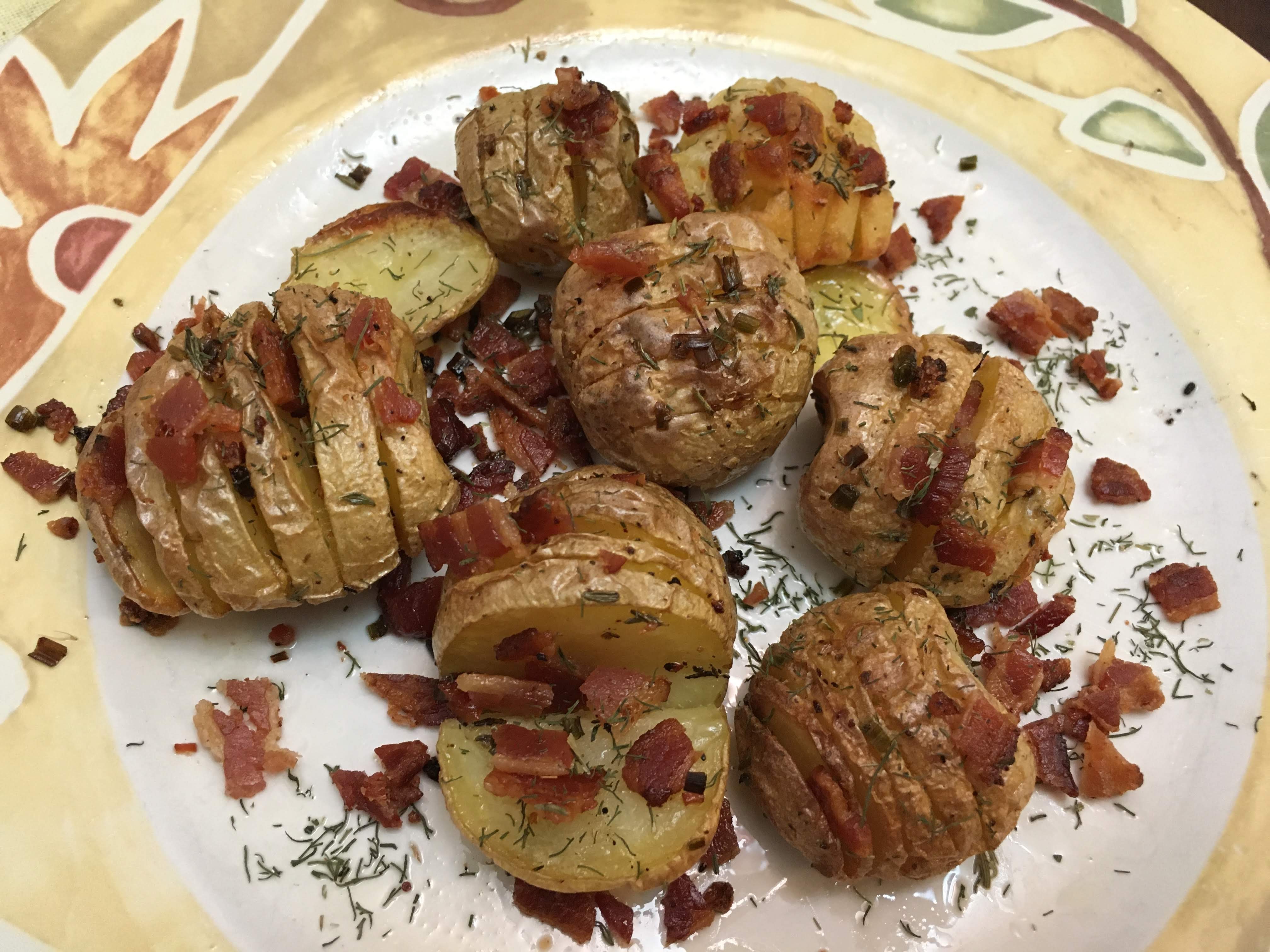 bacon loaded hasselback potatoes